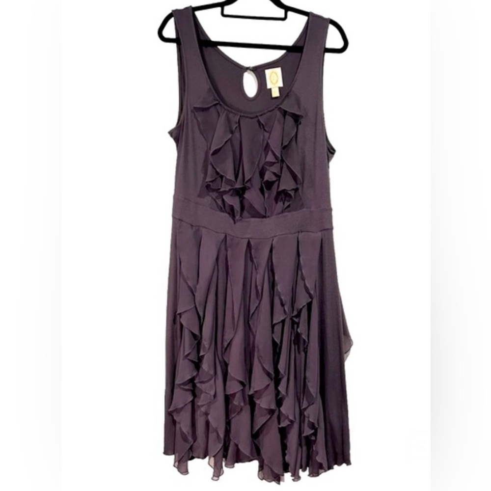 Chic NWT Anthropologie Romantic  Dark Coquette Gray Vapor Ruffle Dress Sz M